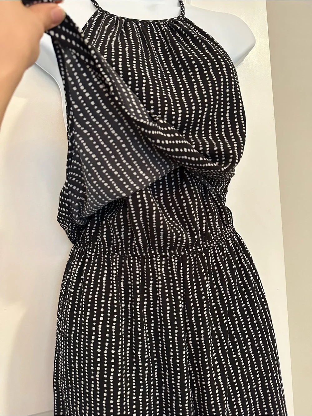 Speechless Cropped Leg Black Halter Jumpsuit with White Polka Dots Size Small